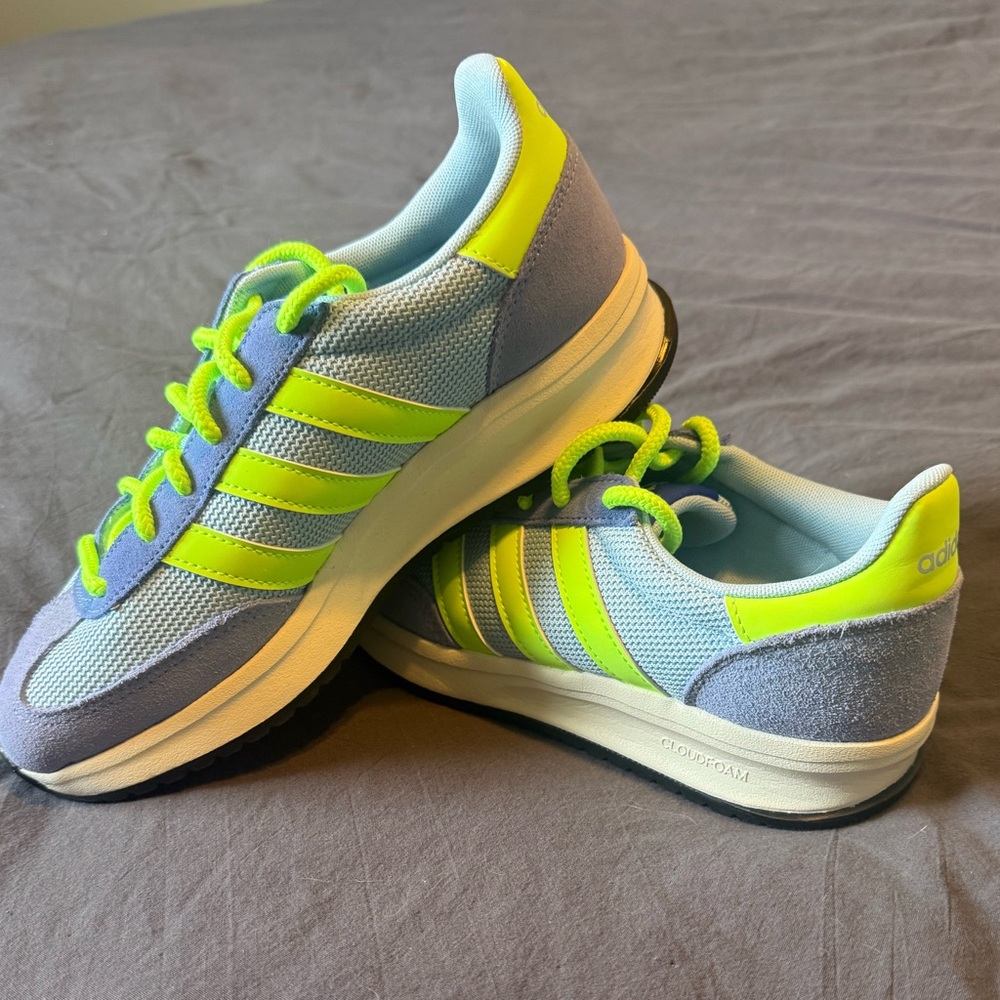 Adidas Bright Lime and Sky Blue Sneakers